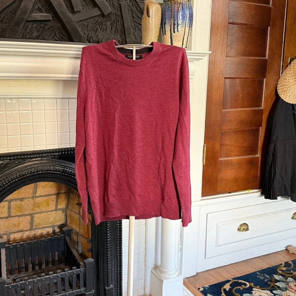 Banana Republic X Baruffa  Men's Rich Maroon Crewneck Sweater-worn 1x 129 retail